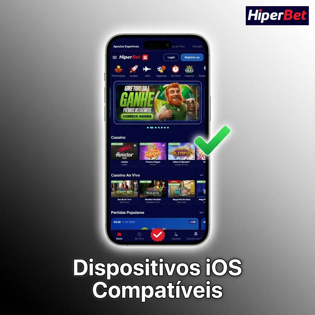 Dispositivos iOS compatíveis com o app Hiperbet, incluindo iPhone X ao iPhone 17 series