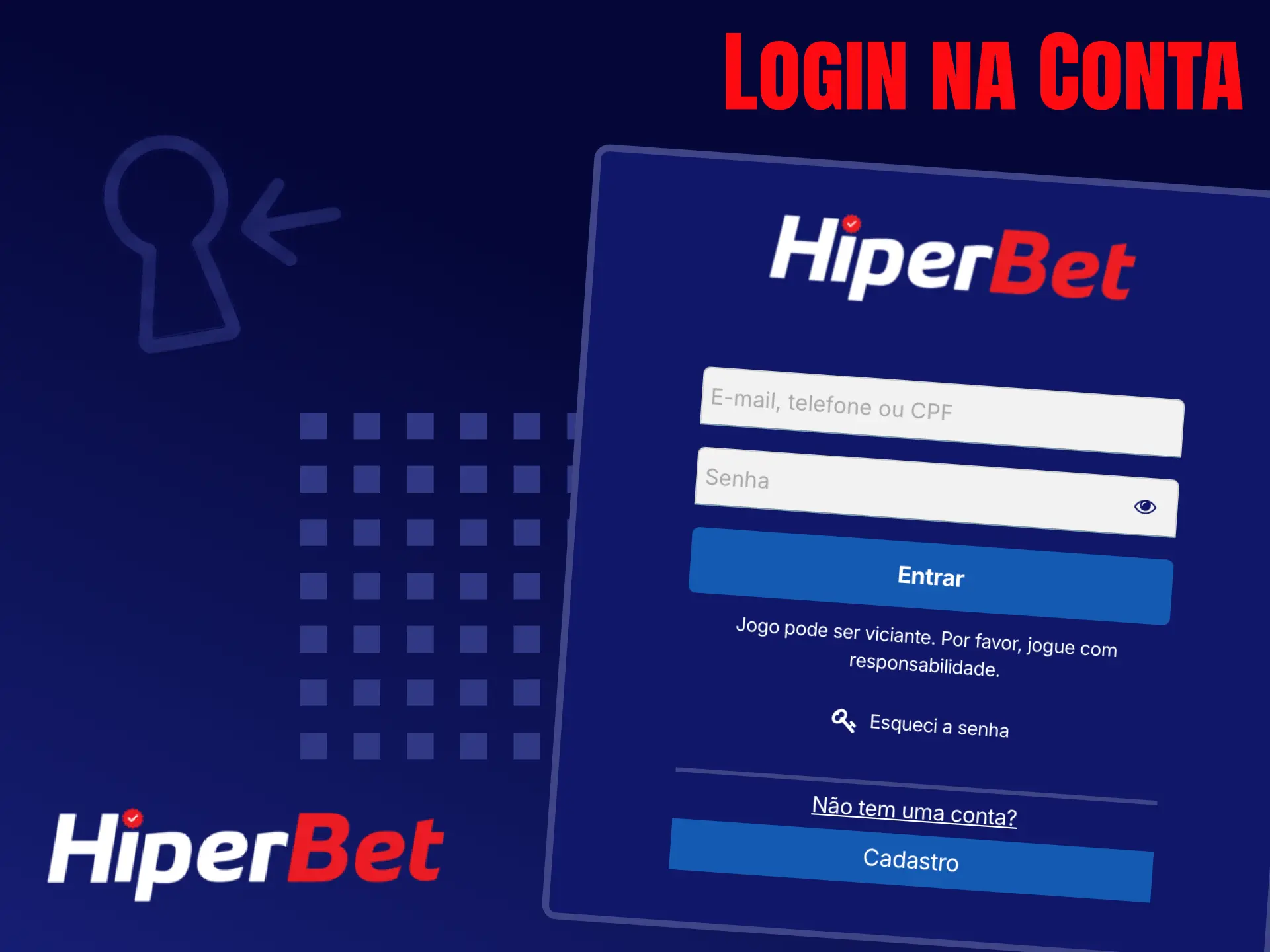 Faça login na sua conta Hiperbet usando seu e-mail ou CPF e senha.